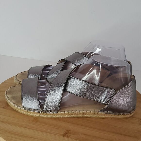 Laro Beach Metallic Pewter Espadrilles Women's Size 40 - Picture 3 of 10